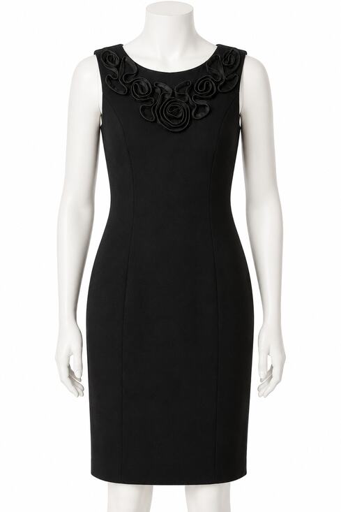 Calvin Klein Dresses & Skirts - Calvin Klein Black Rosette Sheath Sleeveless Dress - Size 12